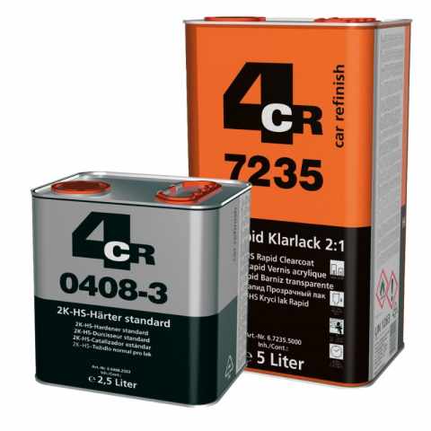 4CR 7235 2K HS-Rapid színtelen lakk 2:1 5L + 0408.2503 HS edző Low VOC lakkhoz normál 2,5L