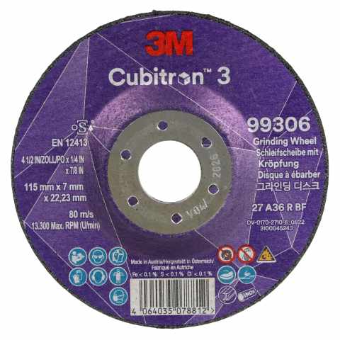 3M 99306 Cubitron 3 tisztítókorong, 36+, T27 süllyesztett, 115 x 7 x 22mm